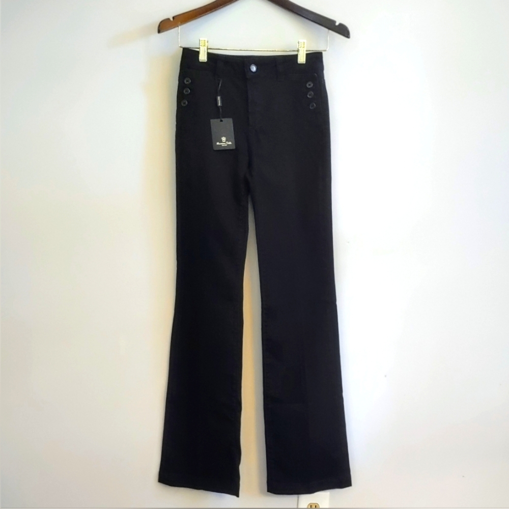 NWT Massimo Dutti Women's Black Jeans Button Detail